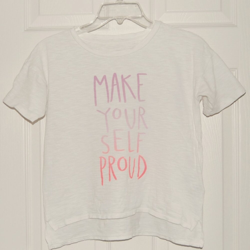 Old Navy Girls Size L (Age: 10-12) White Short Sleeve Cotton T-Shirt